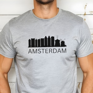 Amsterdam Netherlands Shirt, Amsterdam Skyline T-shirt, Amsterdam Netherlands Trip T-shirt, Gift for Travel Lover, International Vacation