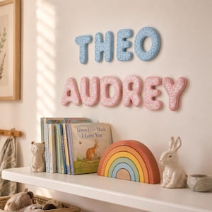Custom Name Letters Nursery Wall Decor Personalized Baby Shower Gift Ceramic Initial Wall Hanging Kids Room Alphabet Art Clay Letter Sign