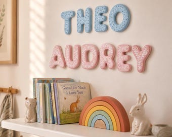 Custom Name Letters Nursery Wall Decor Personalized Baby Shower Gift Ceramic Initial Wall Hanging Kids Room Alphabet Art Clay Letter Sign
