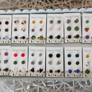 Handcrafted Upcycled Polymer Clay Stud Set — Zero Waste Earrings, Hypoallergenic