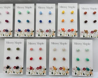 Minimalist Clay Stud Earrings Set: Hypoallergenic Tiny Earrings