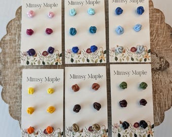 Colorful Knot Stud Earrings Set | Hypoallergenic Polymer Clay