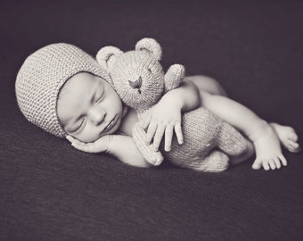Preorder Bear &  Hat  Set NEWBORN props BABY