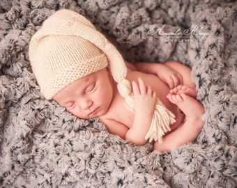 Stocking Cap hat for NEWBORNS photography prop Natural