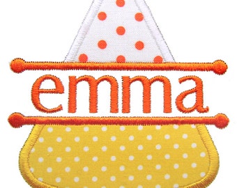 Candy Corn Applique, Split Font Frame, Split Applique Design, Monogram Frame Applique, Halloween Embroidery Design, Instant Download