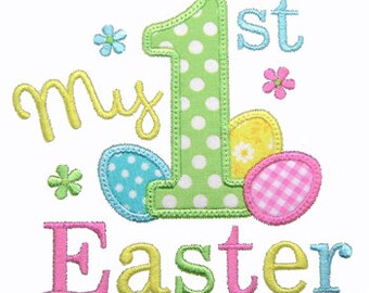 1st Easter Applique, First Easter Embroidery Design, Machine Embroidery Design, Easter Egg Applique, Instant Download
