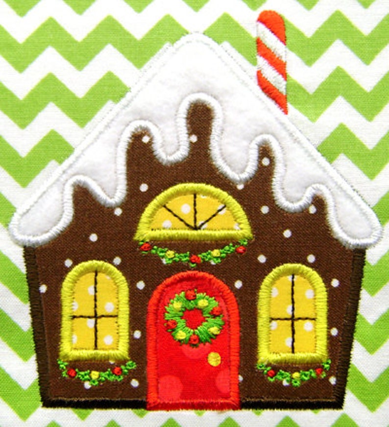 Gingerbread House Applique Christmas Applique Cottage Etsy