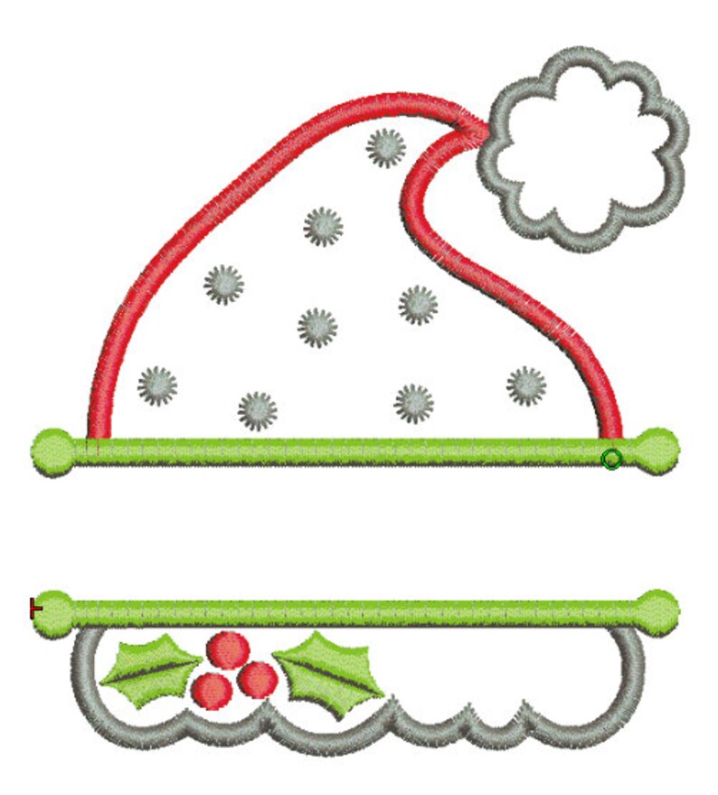 Santa Hat Applique Split Font Frame Machine Embroidery Design Instant Download Split Applique Design Monogram Frame Applique