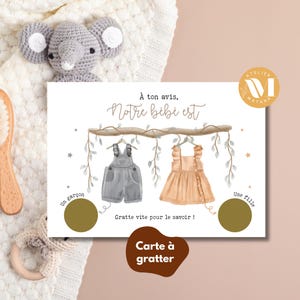 Carte à gratter - gender reveal - carte sexe bébé à gratter - carte à gratter annonce sexe bébé - fille ou garçon ? - baby shower