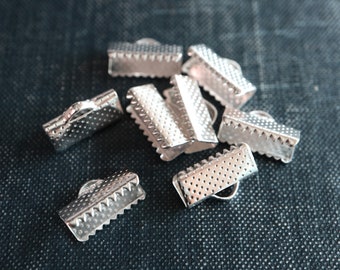 10 Sets Raw Brass 6x30 mm Ribbon Crimp End Finished with Lobster Set