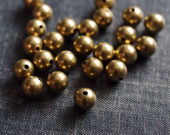 Solid Brass Round Brass Seamless Beads Raw Brass 1.5mm Hole 4 mm 100 Pcs
