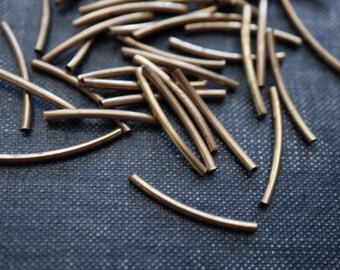 Download 10pcs 14k Yellow Gold Filled Bracelet Elbow Curved moon arch Tube 2x30mm GS230