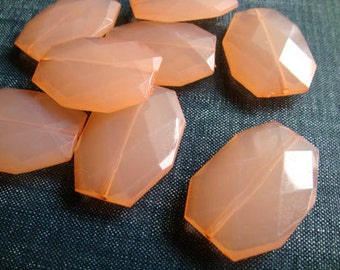 CLOSEOUT - 34x24mm Large Translucent Faceted Acrylic Flat Nugget Beads - Coral Peach - Faceted Nugget Bead, Chunky Purple Bead, Acrylic Bead