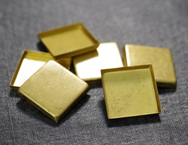 Brass Bezel Flatback Stone Raw Brass 25mm Square Flat Back Bezel Settings Square Setting CLOSEOUT 24pcs Brass Bezel Square Bezel