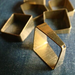 Tapered Squares - 20mm - Raw Brass - 6pcs - Cut Tube, Square Charm, Geometric Square, Square Drop, Brass Square, Cube Pendant