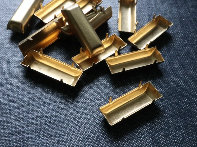 12pcs Rectangle Claw Frame Crystal Bar Settings Large 24x8mm Baguette NO Loop Raw Brass Rhinestone Prong Settings