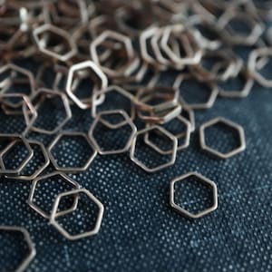 6mm Honeycomb Hexagons - Raw Brass - 72pcs - Raw Brass Hexago Connectors, Open Hexagon Links, Hexagon Rings, Tiny Small Hollow Charm