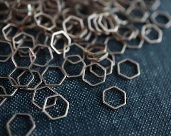 6mm Honeycomb Hexagons - Raw Brass - 72pcs - Raw Brass Hexago Connectors, Open Hexagon Links, Hexagon Rings, Tiny Small Hollow Charm