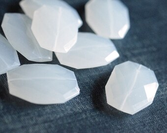 CLOSEOUT - 34x24mm Large Translucent Faceted Acrylic Flat Nugget Beads - Ghost White - Faceted Nugget Beads, White Acrylic Nugget Beads
