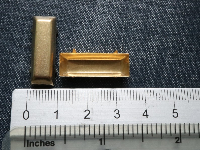 12pcs Rectangle Claw Frame Crystal Bar Settings Large 24x8mm Baguette NO Loop Raw Brass Rhinestone Prong Settings