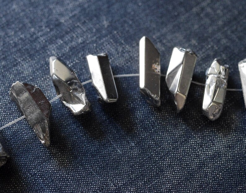 22mm CENTER Drilled Metallic Quartz Crystal Points You Etsy