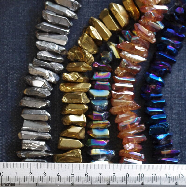 22mm CENTER Drilled Metallic Quartz Crystal Points You Etsy