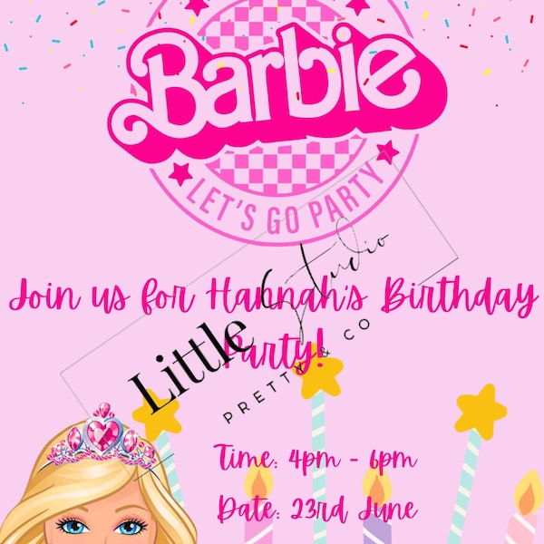 Personalised Barbie Invitations