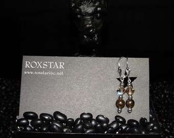 Aretes de plata esterlina con topacio Swarovski y broncita