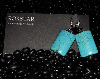 Turquesa y plata de ley pendientes