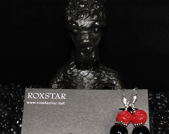 Cinabrio y pendientes de plata esterlina del Onyx