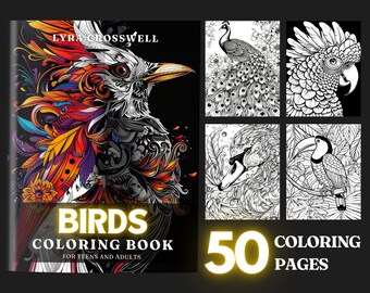 Bird Coloring Book - 50 Birds Coloring Pages For Adults & Teens - Unlimited PDF Downloading And Printing