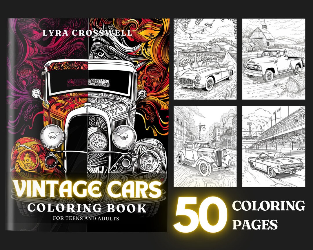 Vintage Car Coloring Book - 50 Vintage Cars Coloring Pages for Adults ...