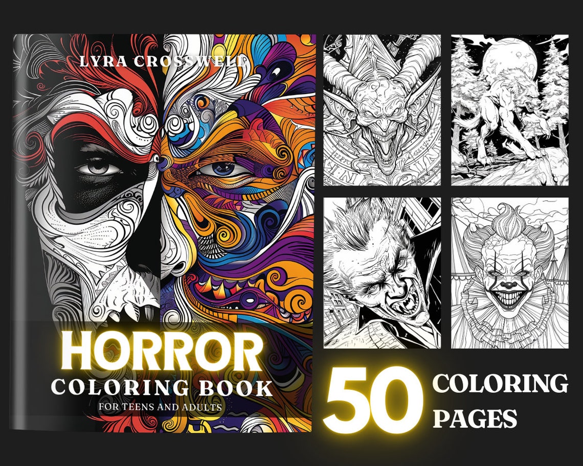 Horror Coloring Book - 50 Horror Coloring Pages for Adults & Teens ...