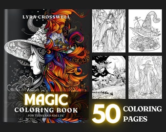 Libro para colorear mágico: 50 páginas de fantasía mística (Descarga PDF)