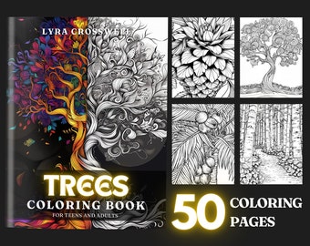 Tree Coloring Book: 50 Detailed Illustrations (PDF Download)