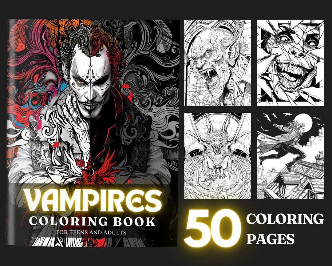 Vampire Coloring Book 50 Vampires Coloring Pages for Adults & Teens ...