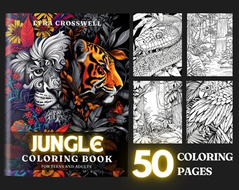 Libro para colorear de la selva: 50 páginas de vida silvestre tropical (Descarga PDF)