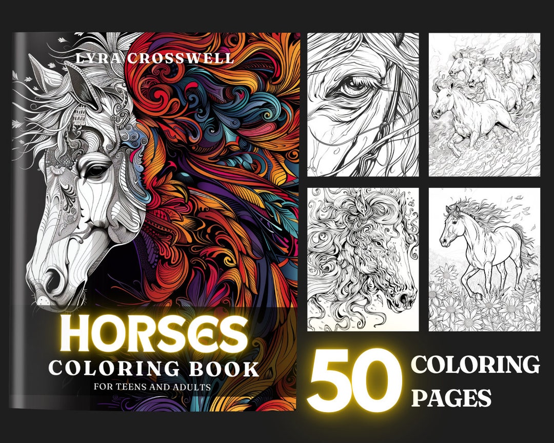 Horse Coloring Book - 50 Horse Coloring Pages for Adults & Teens ...