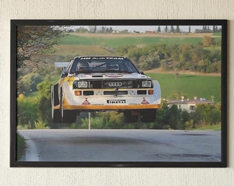 Audi Quattro S1 Group B Rally Car poster , Walter Röhrl, WRC, Vintage Car Art Print - Gift for Rally Fans, Car Enthusiasts, Racing