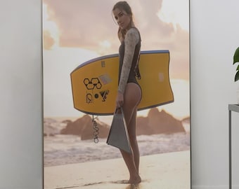 Bodyboarder Girl Beach Vibes Poster | Surf Decor, Wall Art, Beach House Essentials, Gift for Surfers & Ocean Lovers