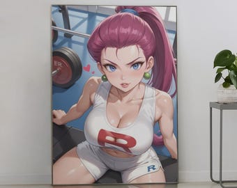 Team Rocket Fan Art • Digital Download Print • Anime Gym Workout Jessie Art Poster
