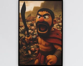 Leonidas Muppet Wall Art - Funny 300 Movie Digital Download | Spartan Parody Printable Poster | Pop Culture Home Decor