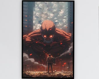 Inspired Titans Wall Art Print | Epic Shingeki no Kyojin Home Decor, Titan vs. Hero Poster, Gift for Anime Lovers, Room Aesthetic