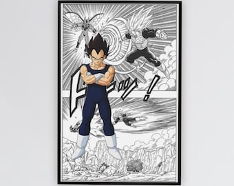 Prince of Pride Warrior |Vegeta inspired | Epic Retro Anime Poster|Anime Manga Panel Rolled Poster