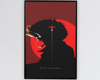 Anime Poster, Cowboy Bebop inspired art ,Yutaka Nanten, Rolled Poster for Wall Decor, Anime Art Print, Yutaka Nanten Art, Anime