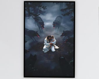 Jesus Christ Wall Art - Mystical Forest Downloadable Image, Enchanted Home Decor & Fantasy Artwork for Nature Lovers