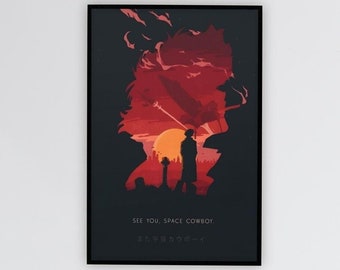 Anime 1988 Cowboy bebop Poster, Bandai Visual ,Tokyo ,Japan , Spike Spiegel, Jet Black, Rolled Posters Wall Art, Anime Decor, Anime Lover
