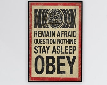 Conspiracy Poster, Censorship Wall Art, Deep State Decor, Illuminati Print, New World Order Sign, George Orwell Artwork, Rolled Posters