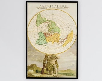 Flat Earth Theory Wall Art, Conspiracies, Hidden Truth, Home Decor, Gift for Truth Seekers, Astronomy Poster, Conspiracy
