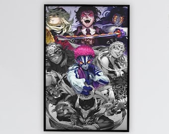 Dark Fantasy Warriors Art Print – Japanese Demon Battle Poster – Dynamic Anime Wall Art for Fans of Epic Sword Stories